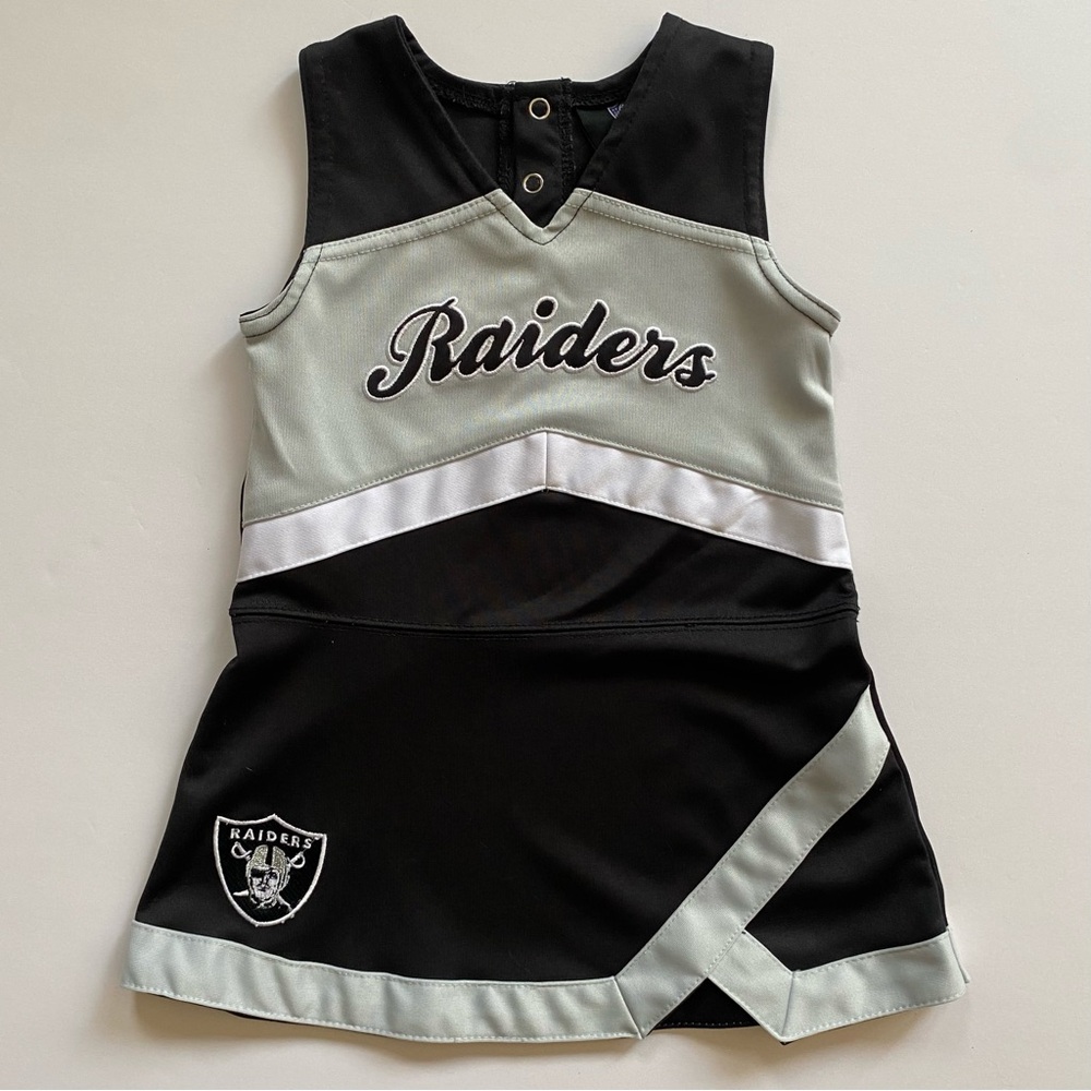 Raiders Cheerleading Dress Size 2T Reebok With Leggings Outfit Black Gray Girls - Picture 3 of 16